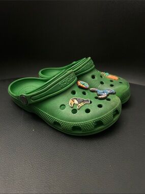 CROCS Kids Green Classic Clog with Decorative Jibbitz size 13